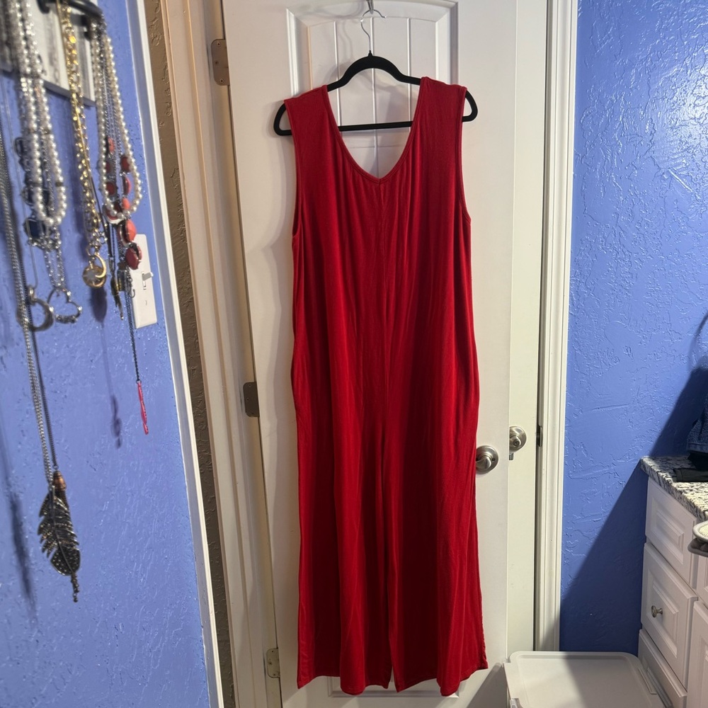 Red Sleeveless Jumpsuit